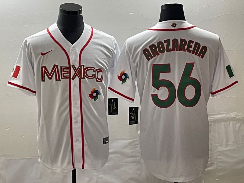 Men 2023 World Cub Mexico #56 Arozarena White green Nike MLB Jersey 13